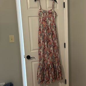 Joie Women's Sz XS  Elissabet Printed Tie Back Maxi Dress